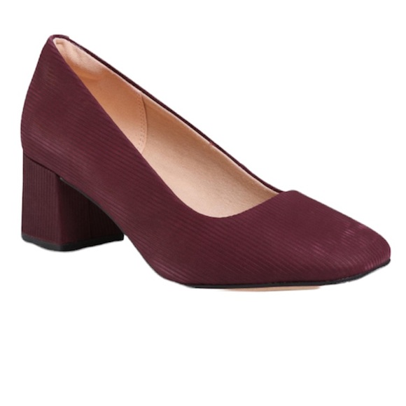 Clarks sheer Rose burgundy interest Square Toe Pumps Shoes - Picture 2 of 7